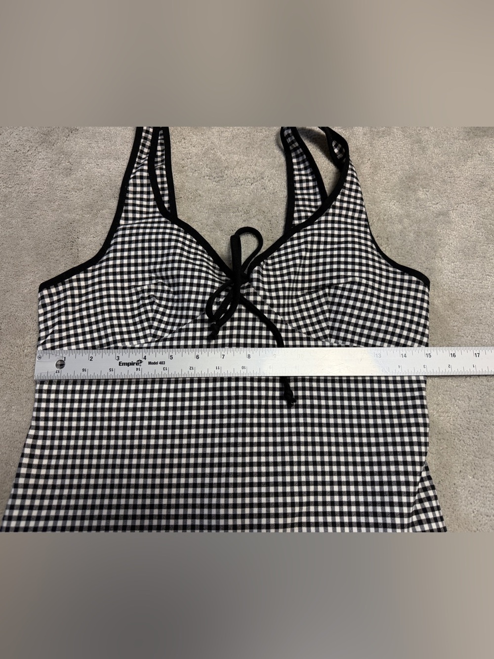 Urban Outfitters Amor tie-front bodycon mini dress bow black white plaid gingham - Picture 5 of 7